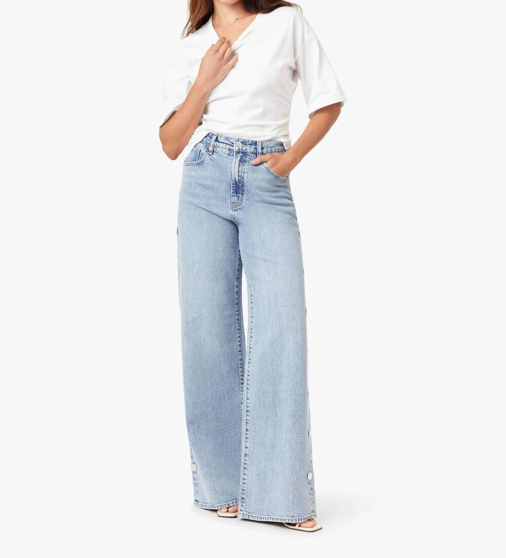 NEW HABITUAL gemma studded wide leg slouch jeans in light wash